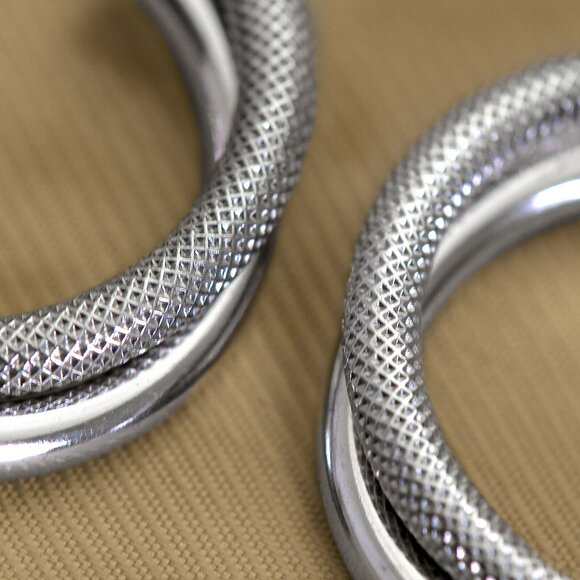 Textured 925 Silver Hoops, Double Style, Unique Stylish Earrings, Everyday Hoops - Picture 4 of 7